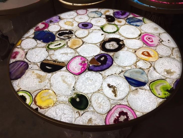 Multicolor Agate Stone Table Top Multicolor Agate Stone Table Top